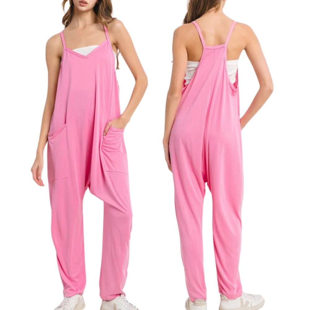 NWOT Ces Femme Day In The Life Jumpsuit Bubblegum Pink M Oversized Sleeveless